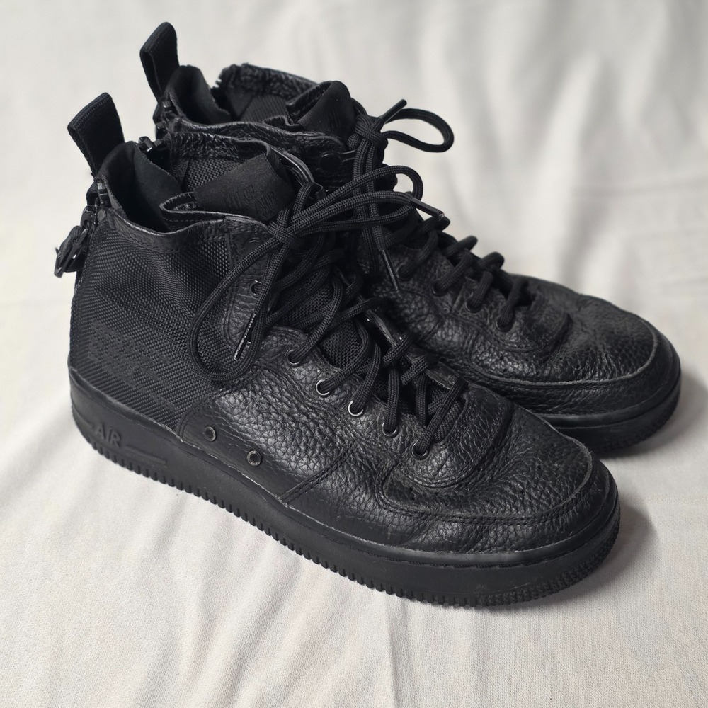 Nike SF‎ Air Force 1 Mid Triple Black Youth Shoes Size 6.5